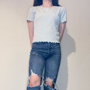 Teal hollister floral baby tee size medium